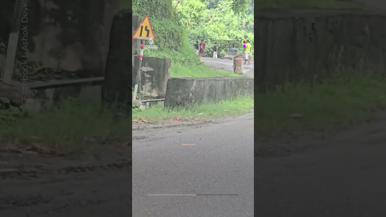 Road collapses in Nepal landslide four days after floods | AJ #shorts