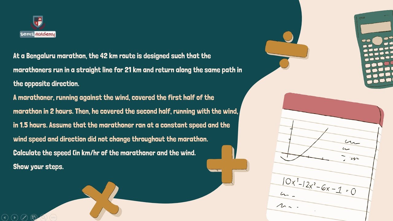 At a Bengaluru marathon, the 42 km route is designed such that the marathoners run in a straight