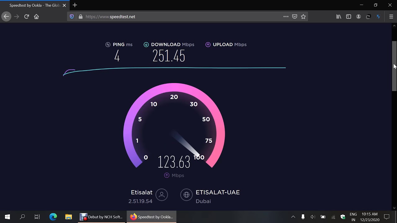 UAE Dubai Etisalat Internet Speed Test up to 250mbps