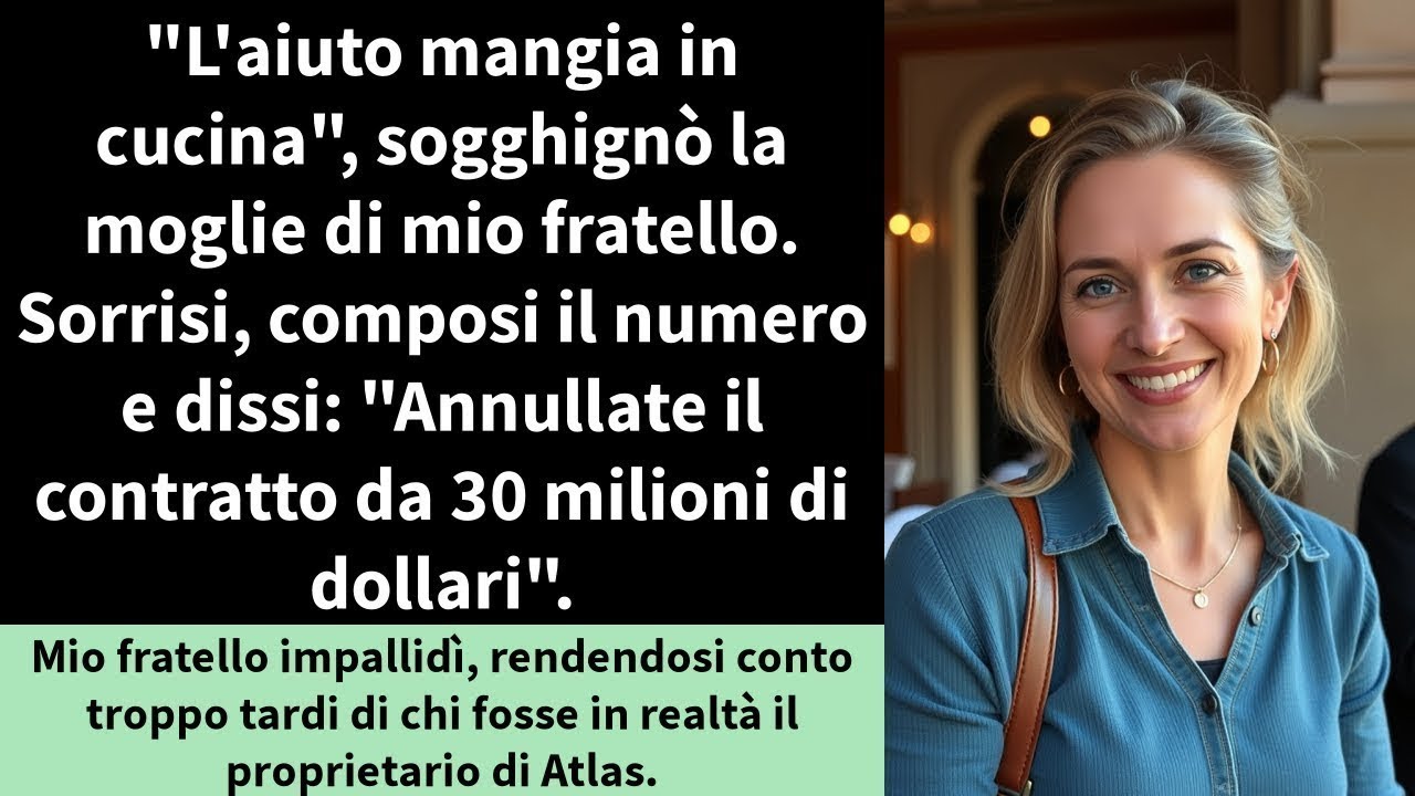 L'aiuto mangia in cucina', sogghignò la moglie di mio fratello  Sorrisi, composi il numero e diss