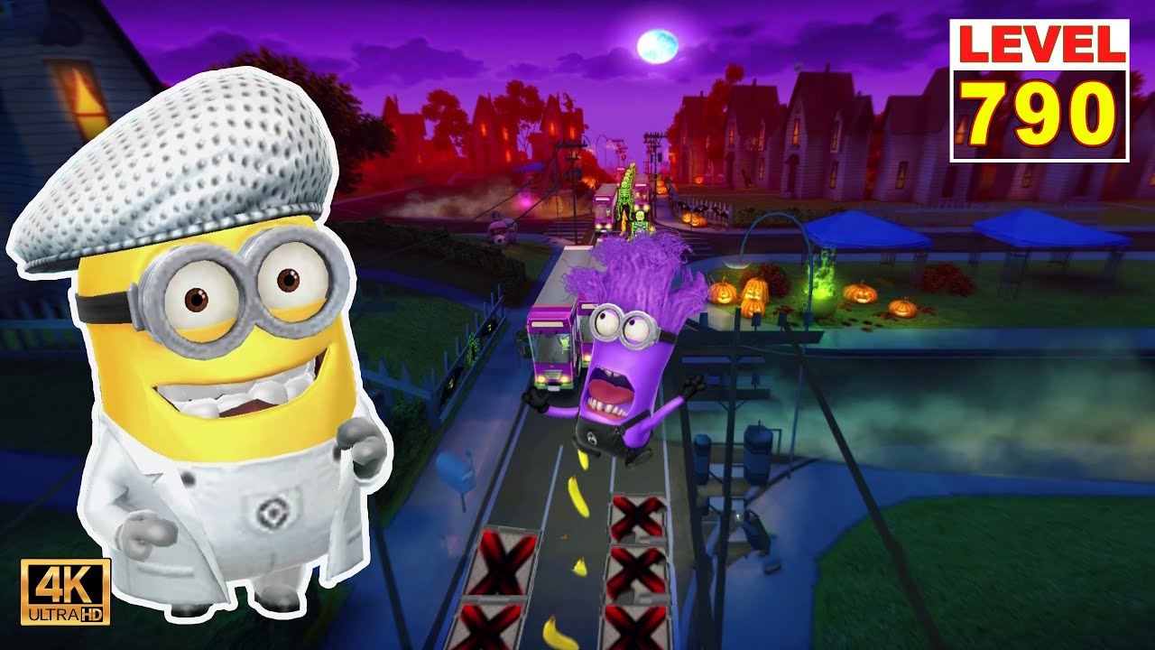 Minion Rush Singer pick up the Banana Splitter 12 times at Halloween Residential Area | Lv.790 PC 4K