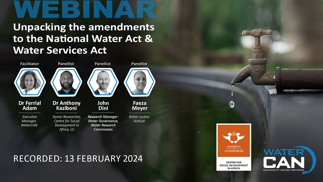 Webinar: Unpacking the amendments to the National Water Act & Water Service Authority