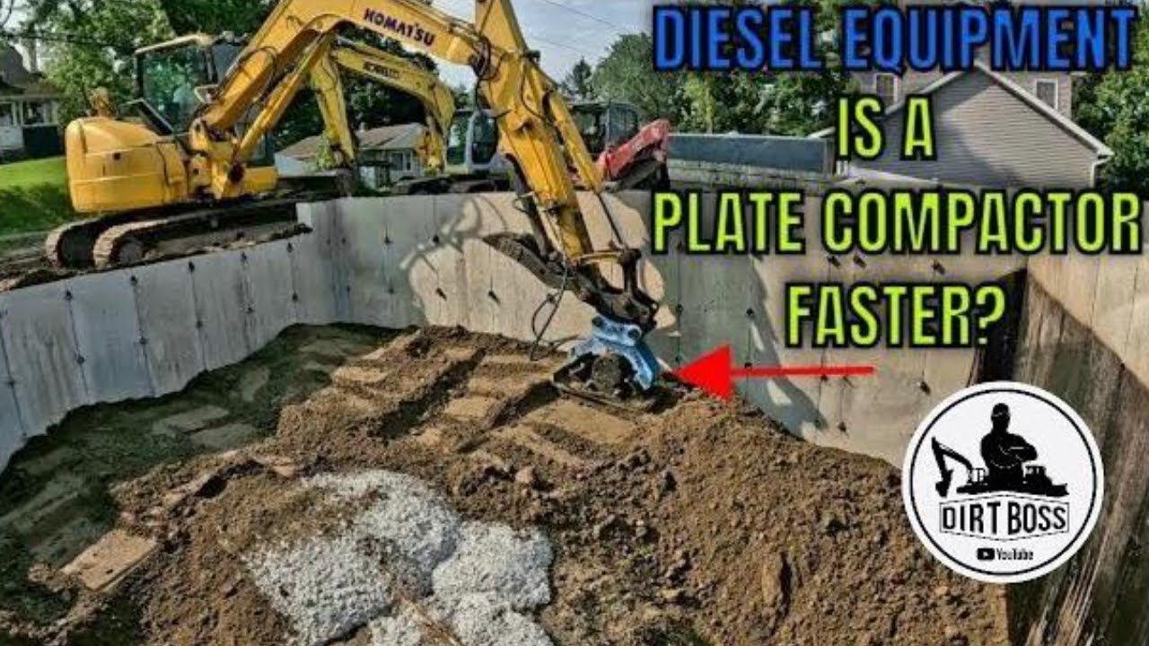 Compacting with DIESEL Plate Compactor on a Excavator