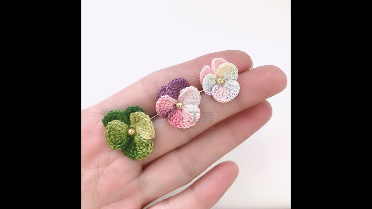 Hướng dẫn móc mẫu《 Hoa tím tam sắc 》làm bông tai