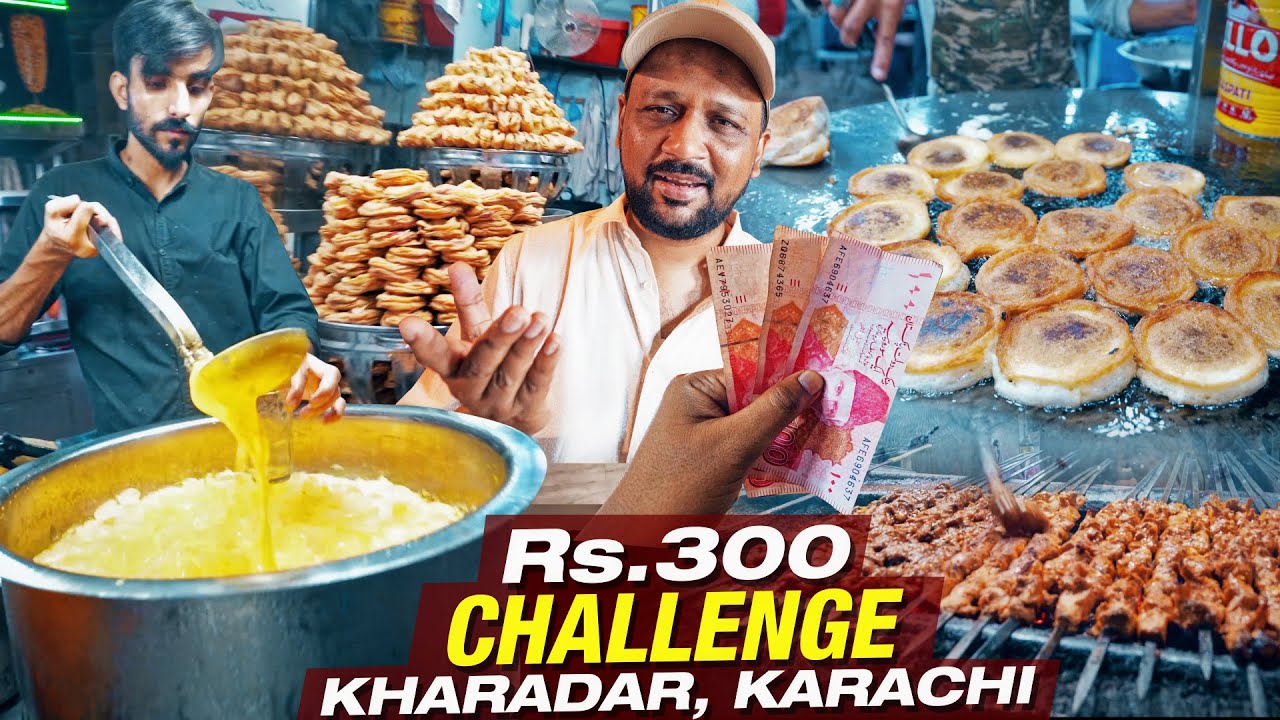 Rs.300 Food Challenge at Kharadar Food Street Karachi | sirf 300 mai itna kuch 😮