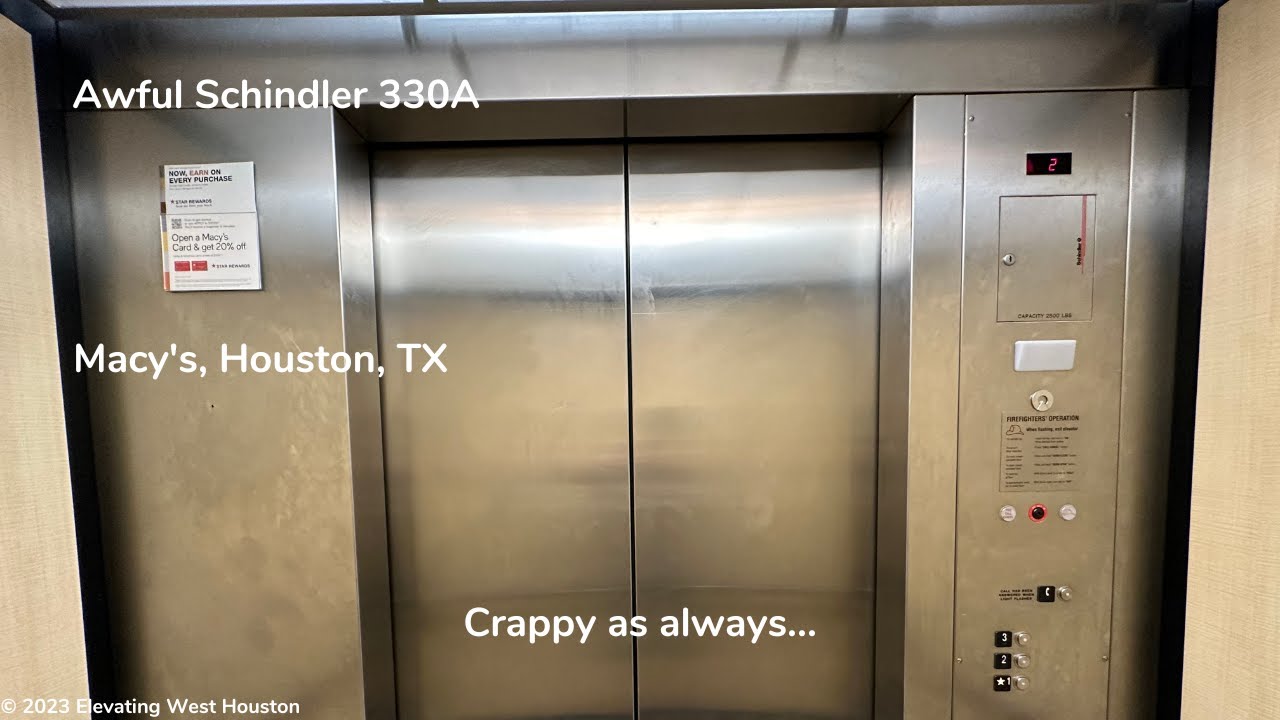 [R2] Terrible Schindler 330A Hydraulic Elevator | Macy's | The Galleria | Houston, TX
