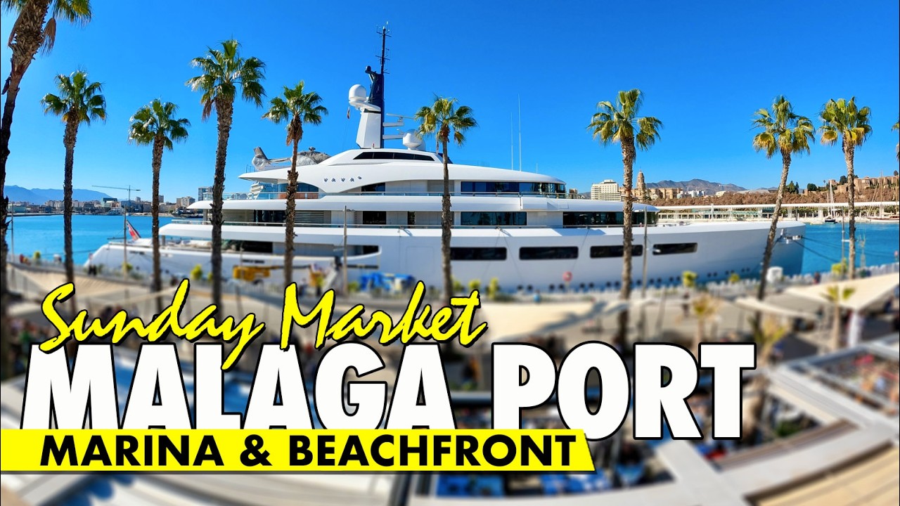 Winter sun in Málaga | Malagueta beachfront & marina walk | Spain virtual tour
