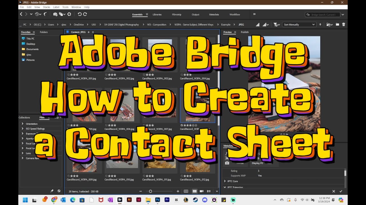 Adobe Bridge - How to Create a Contact Sheet