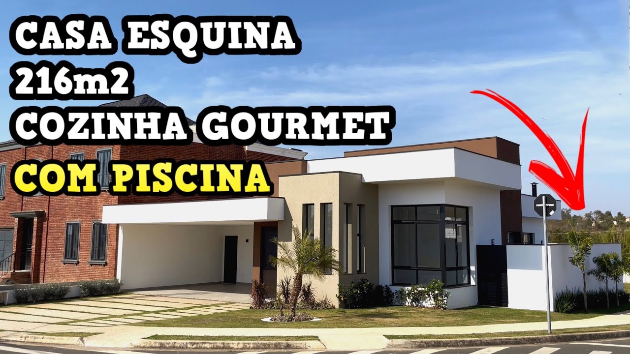 TOUR CASA TERREA A VENDA, COZINHA GOURMET INTEGRADA, PISCINA, 216m² CONSTRUÍDOS EM TERRENO DE 360m²