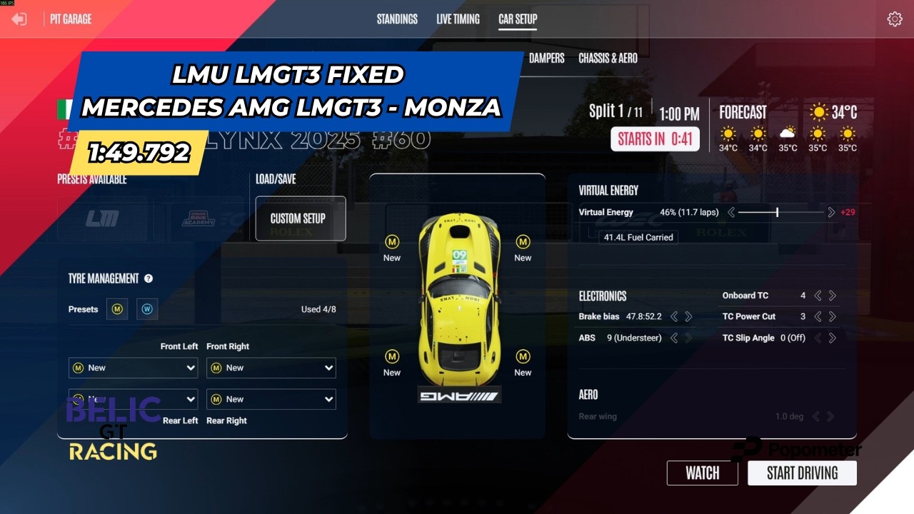 Monza 1:49.792 - Mercedes AMG LMGT3 - LMU v1.2.4 - Race Fixed Setup