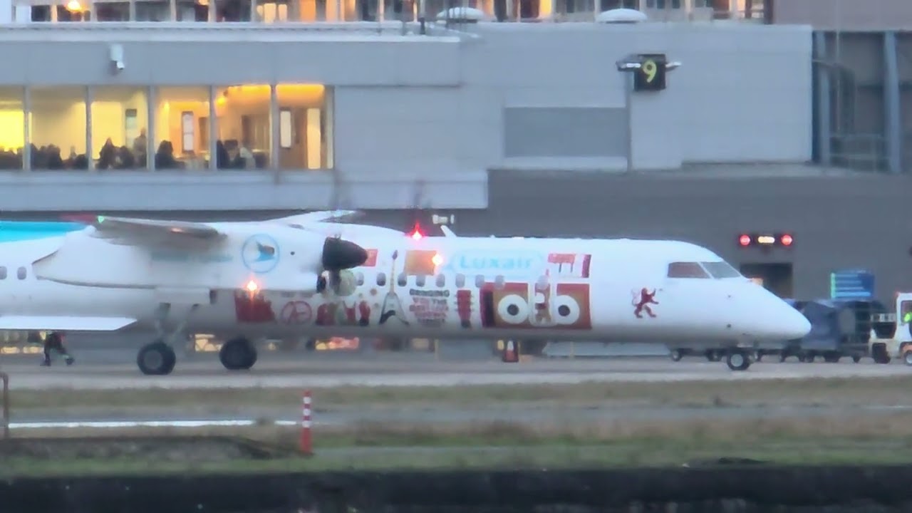 LUXAIR (Den Atelier Livery) De Havilland Canada Dash 8 Q400 Engine Shutdown at LCY