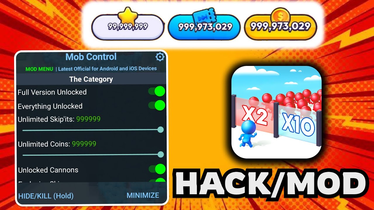 Mob Control Hack 2026 🔥 Unlimited Skip'its & Coins Mod APK for iOS & Android