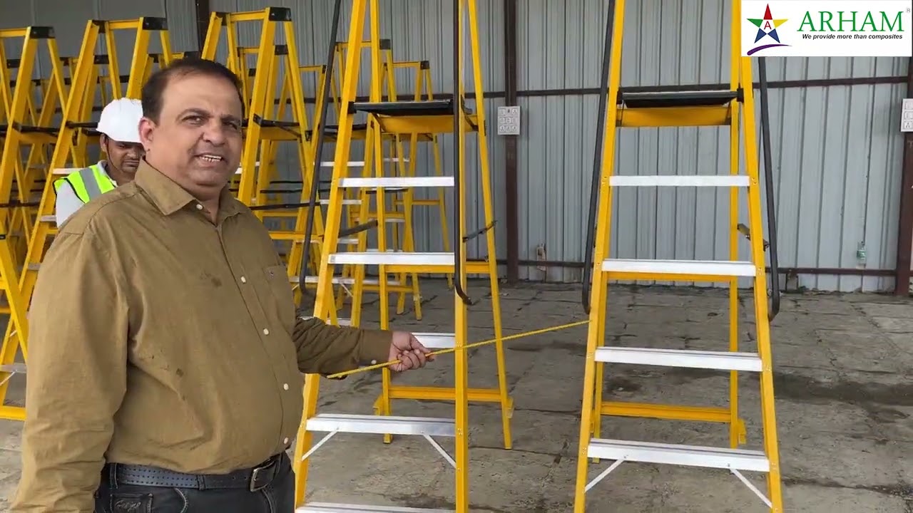 FRP FOLDABLE PLATFORM LADDER I LADDERS FOR TATA I TPCODL I ARHAM BRAND OF LADDERS