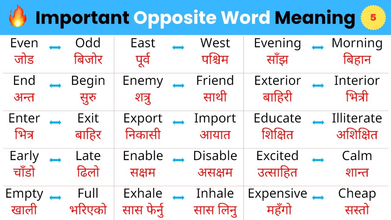 1000+ Opposite Words (Antonyms) Series | Part 5 - 