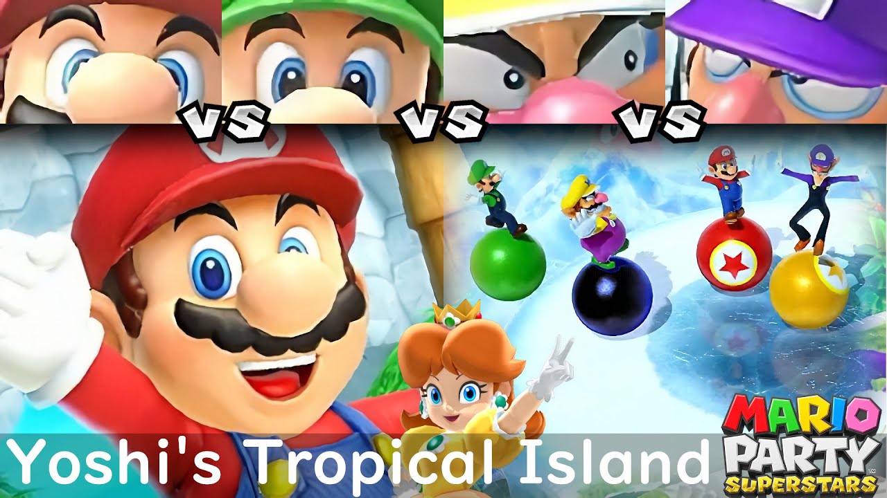 Mario Party Superstars Mario VS Luigi VS Wario VS Waluigi in Yoshi's Tropical Island (Master)