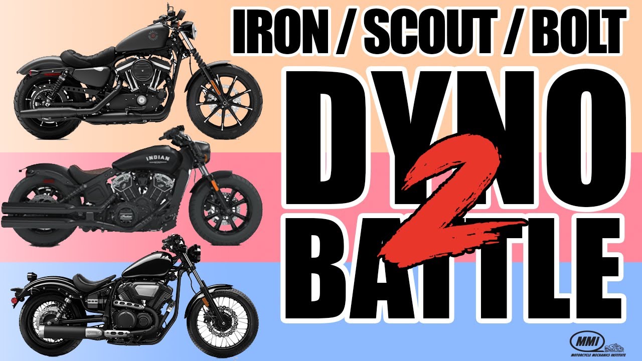 HARLEY Iron vs INDIAN Scout vs YAMAHA Bolt DYNO BATTLE! (Pt 02)