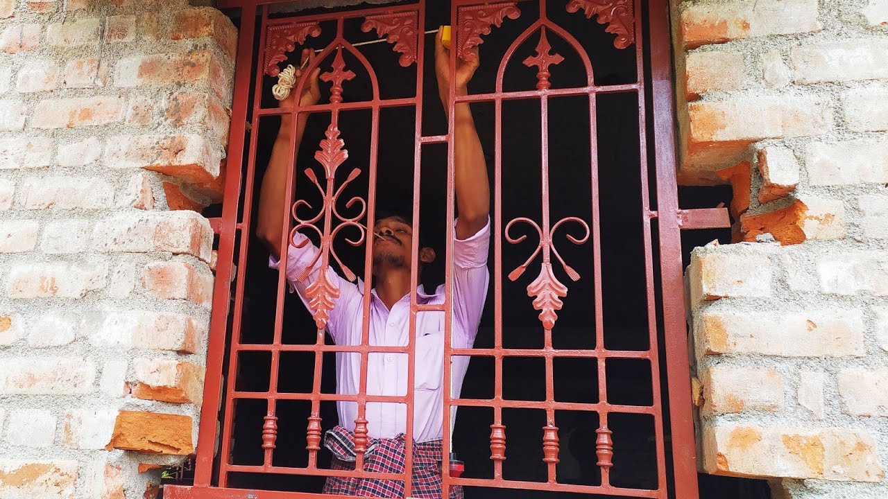 Excellent with Simple design Window Grill installation and Fitting - using by sand and cement