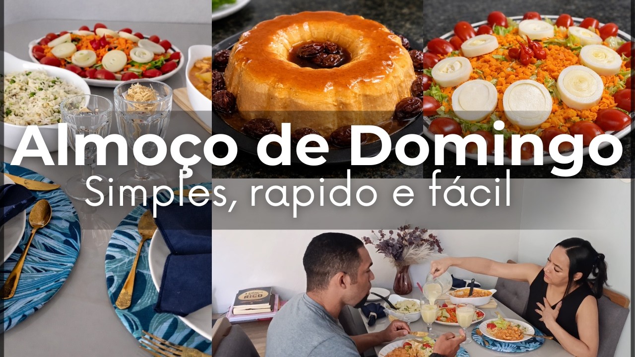 ALMOÇO DE DOMINGO!  ESTROGONOFE DE FRANGO, SALADA, ARROZ E PUDIM DE LEITE. SIMPLES, RAPIDO E FACIL.