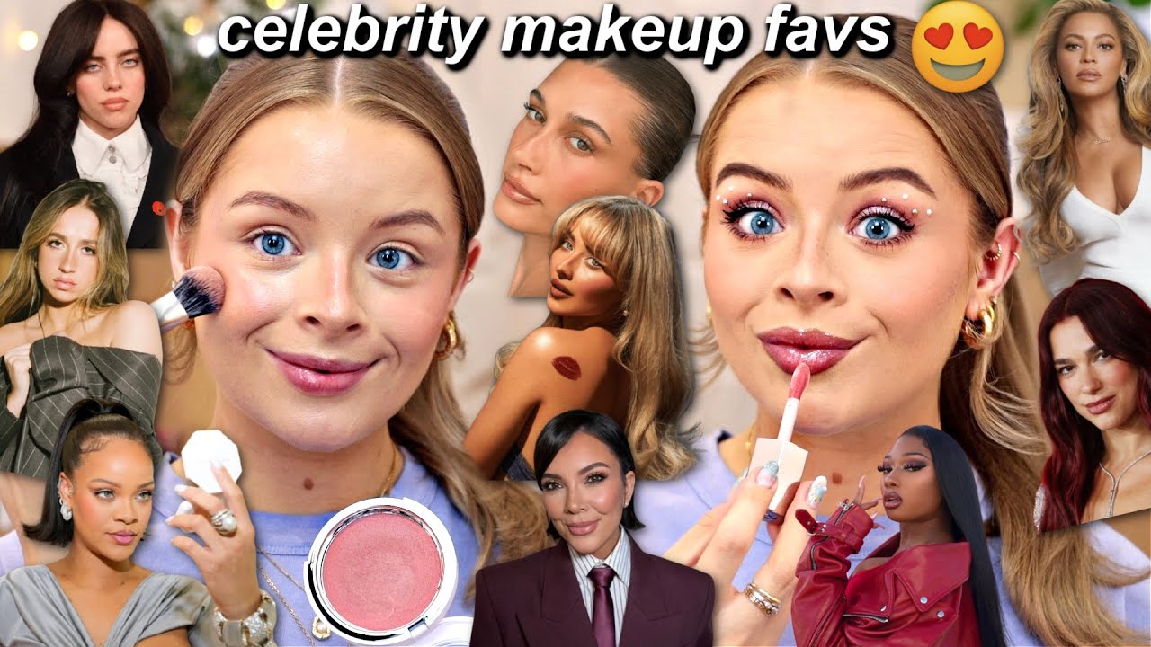 Testing CELEBRITY Makeup Favs- Beyoncé, Sabrina, Billie, Hailey Bieber, Tate McRae, Rihanna + more 😍