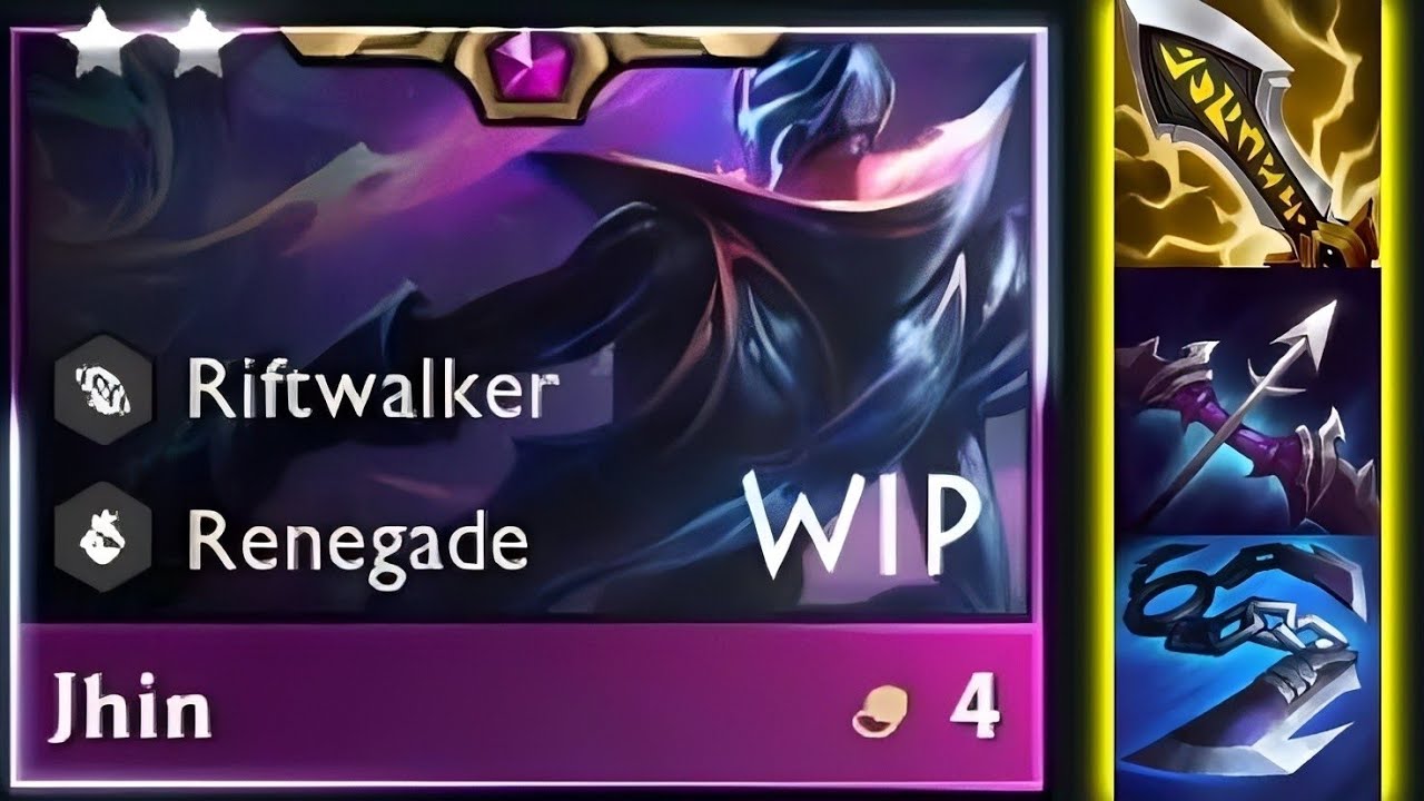 Rule of Four Jhin 2 star 6 Mascot and 3 Riftwalker TFT set 8.5