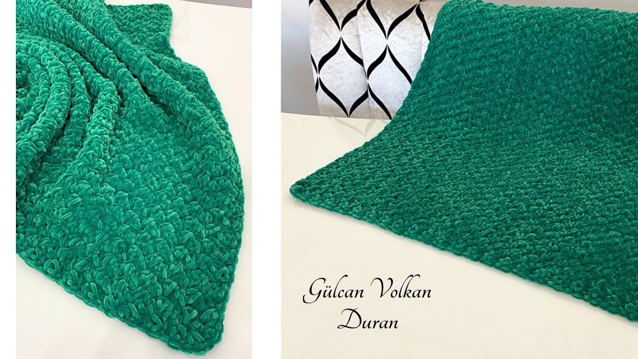 KADİFE İP İLE TIĞ İŞİ BEBEK BATTANİYE YAPIMI - EASY CROCHET BABY BLANKET👶🌿