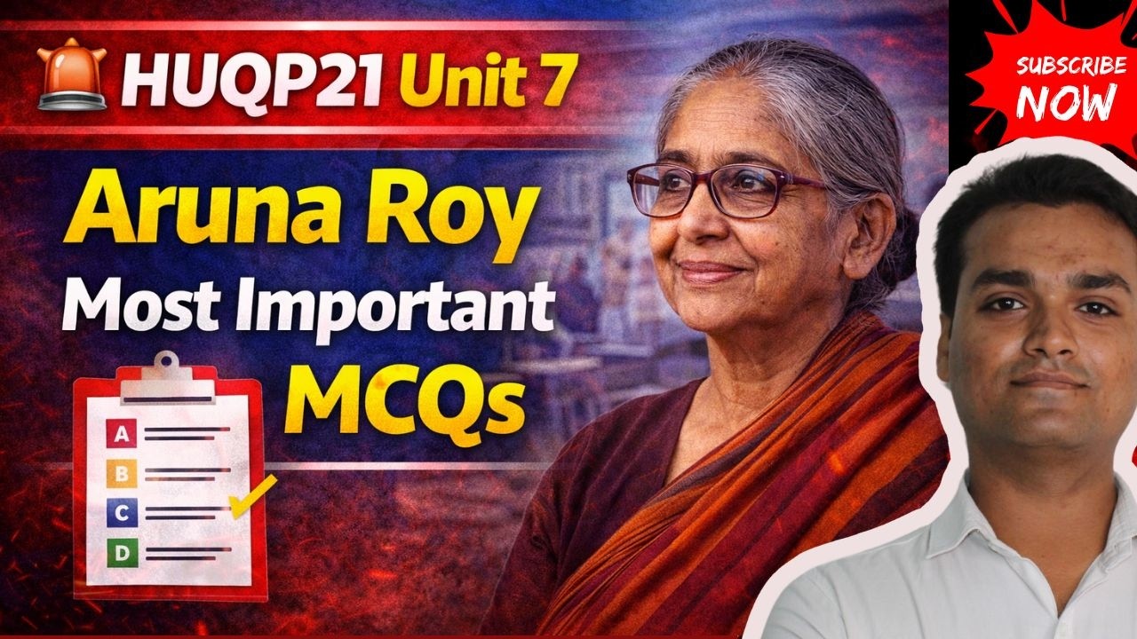 🚨 HUQP21unit 7 aruna roy  Most Important MCQs | CUET PG Social Work | Class 5 LIVE
