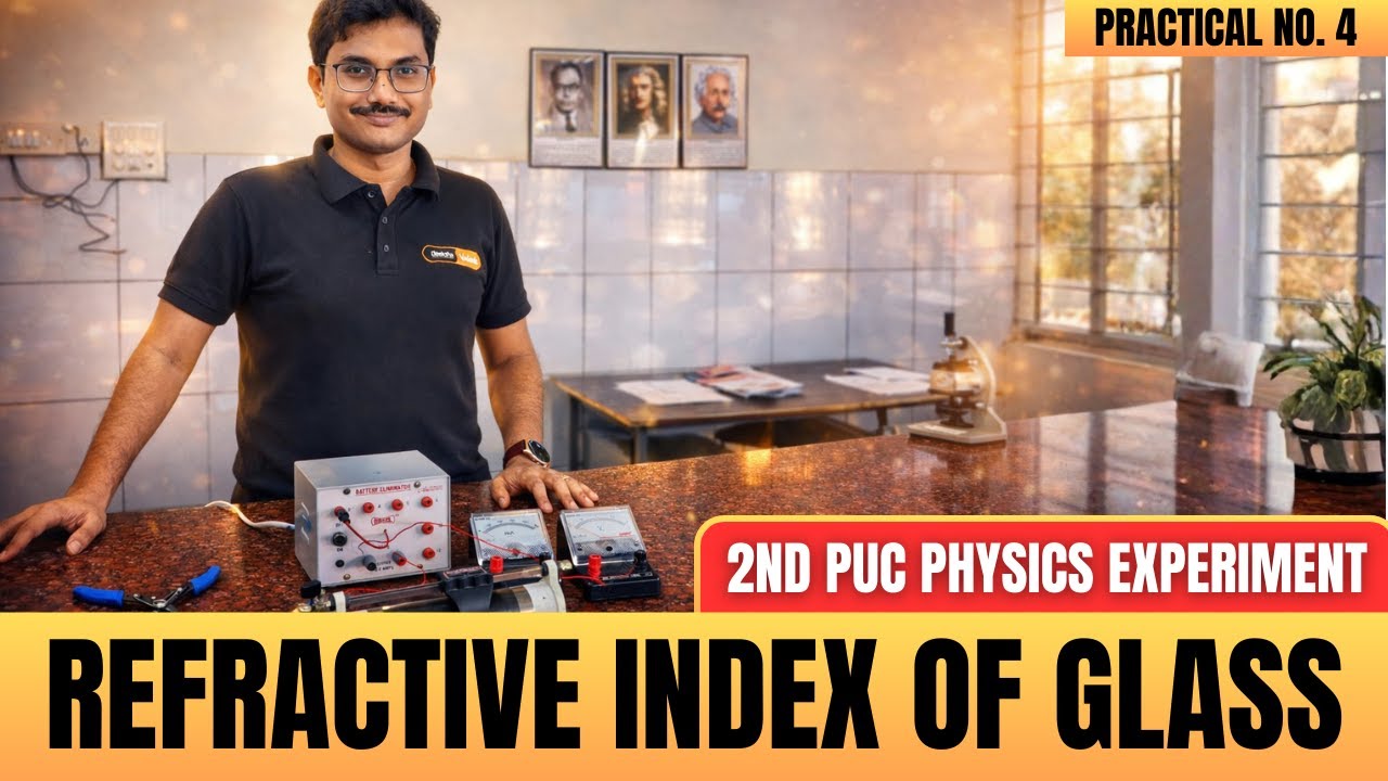 FULL Demo: Refractive Index of Glass | 2nd PUC Physics Practicals (E4)