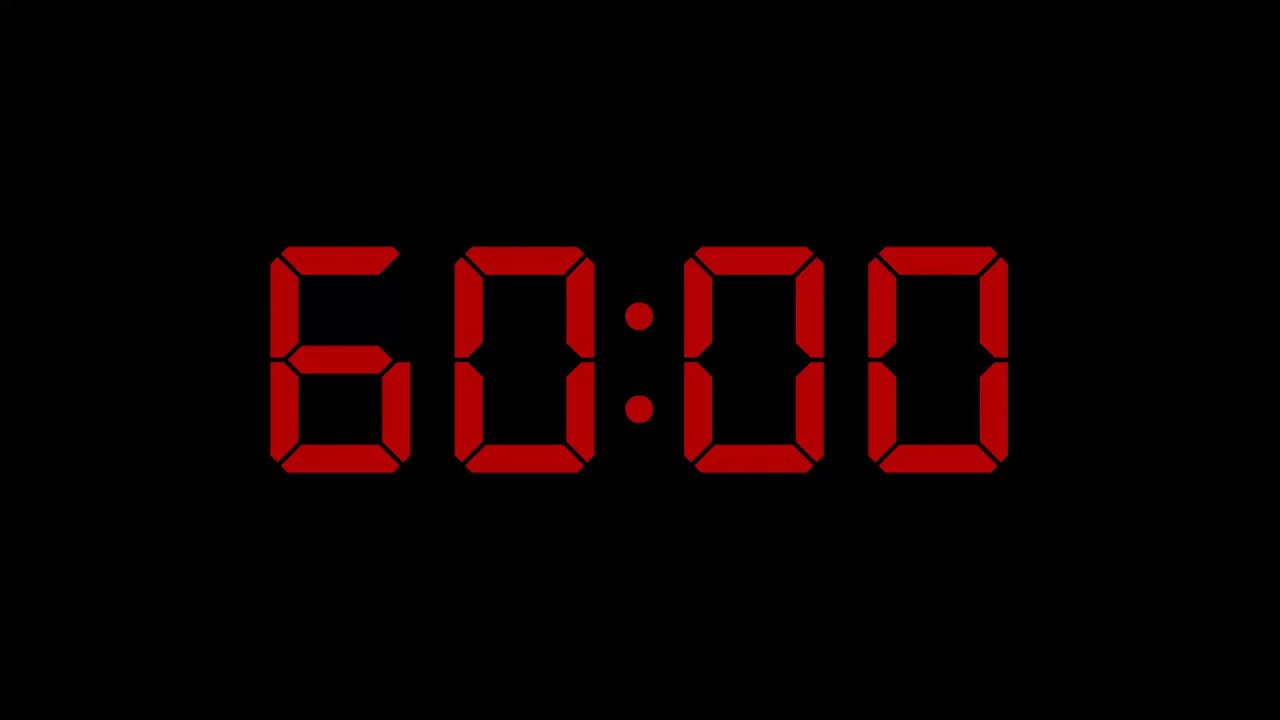 1 Hour (60 Minute) Ticking Countdown Timer With Alarm. Digital LED Style.