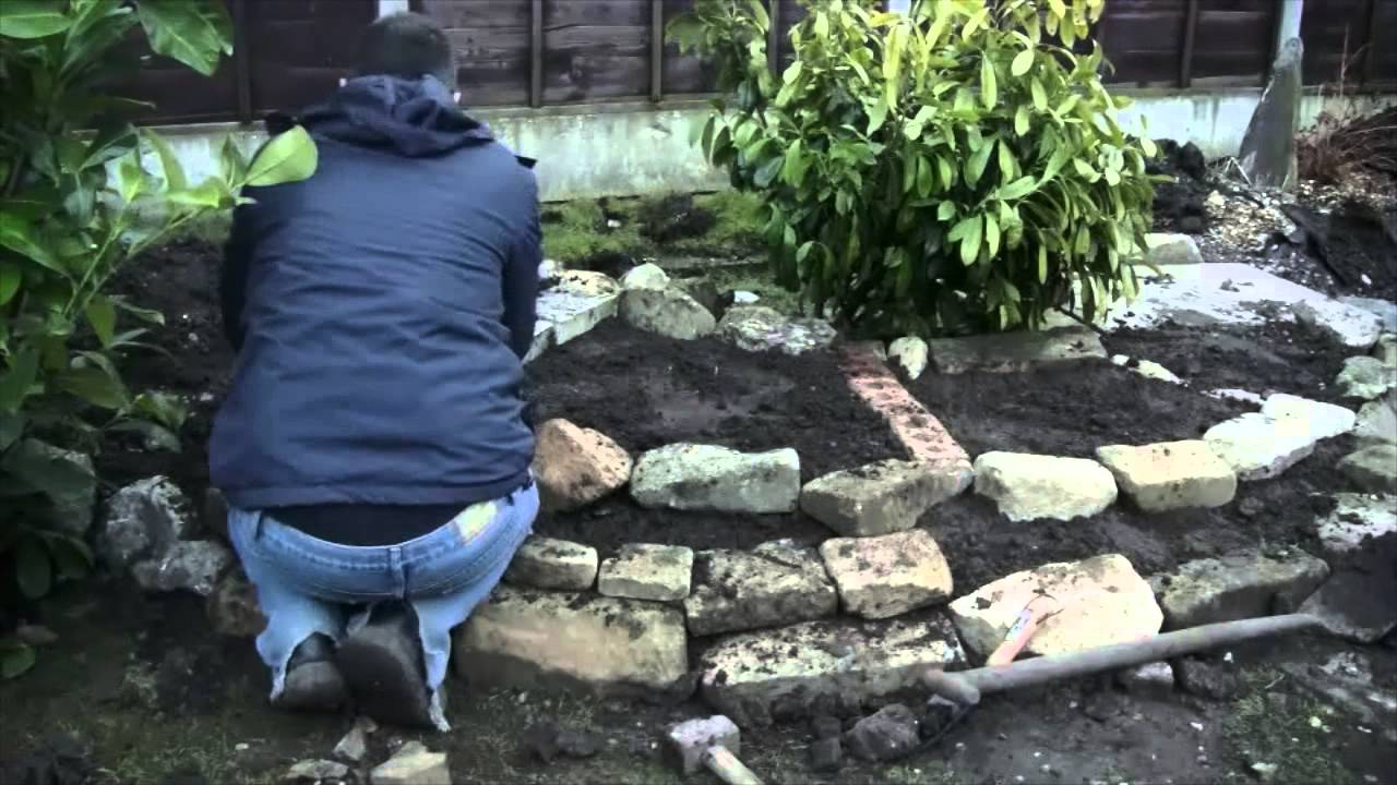 Time Lapse: Making of a garden pond and waterfall