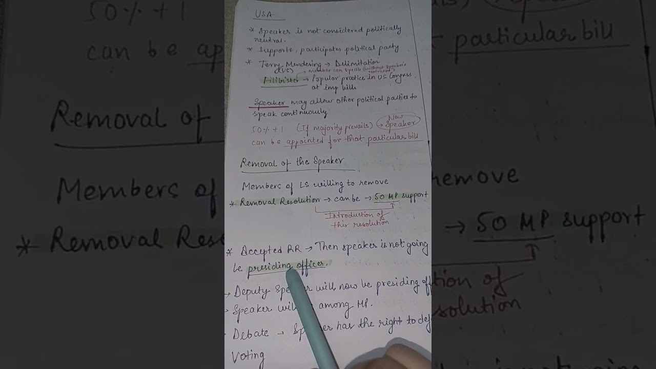 Removal of Speaker| Polity Notes UPSC CSE #upsc #upsccse #upscnotes