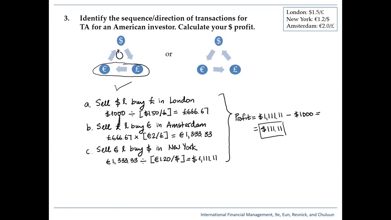 Solving a triangular arbitrage problem