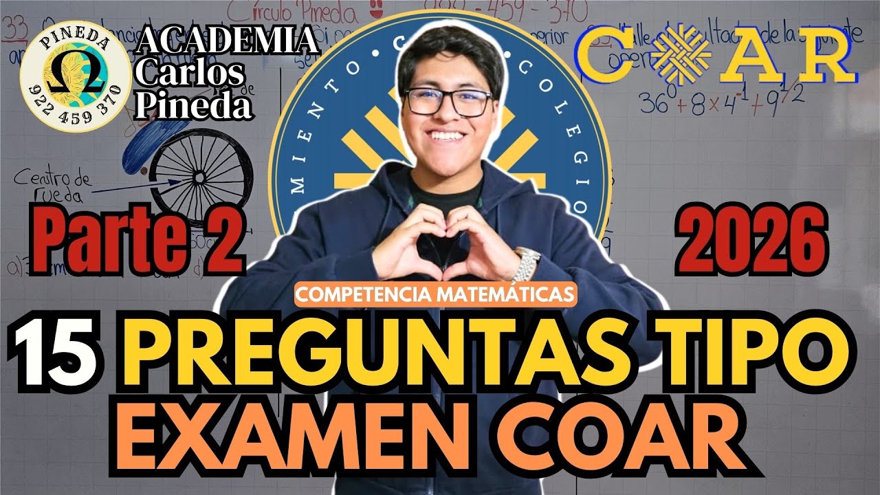 15 PREGUNTAS TIPO EXAMEN COAR 2026 P.2| ÁREAS, ÁNGULOS Y PSICOTÉCNICO - ACADEMIA DE CARLOS PINEDA