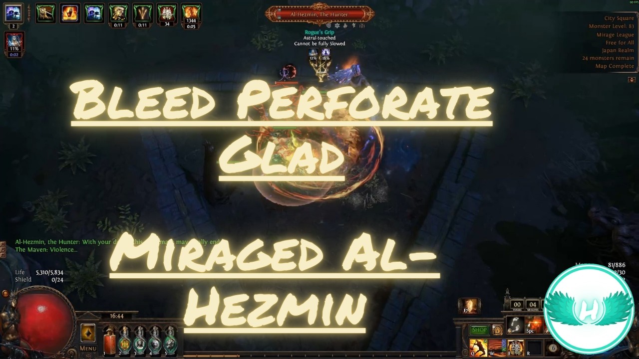 (3.28) Path of Exile - Bleed Perforate Gladiator - Miraged Al-Hezmin + Rizan