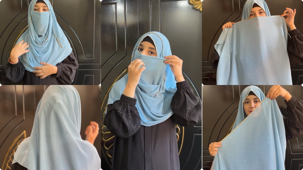 Hijab with niqab || wedding hijab style || aj 2 names liye hein .