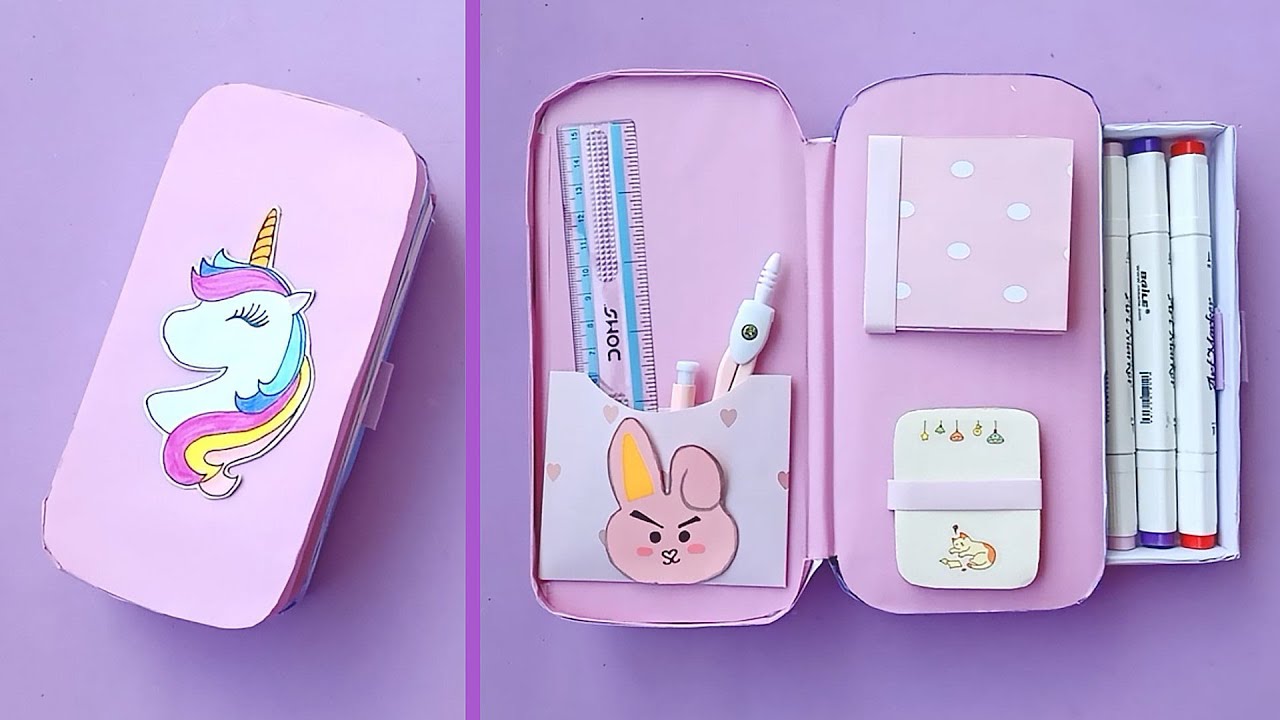 How to make a paper pencil box | DIY paper pencil box idea | Easy cardboard box tutorial / DIY