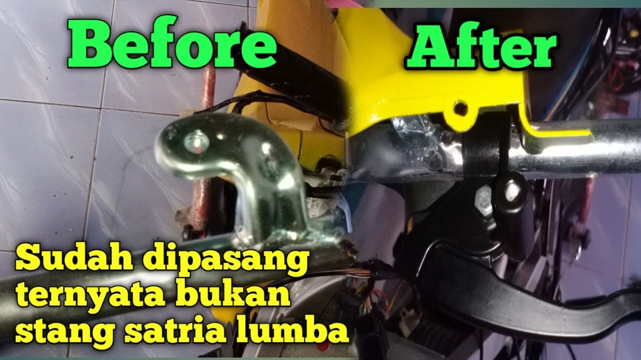 Sudah dipasang ternyata bukan stang satria lumba, butuh sedikit perubah di bagian dudukan spion