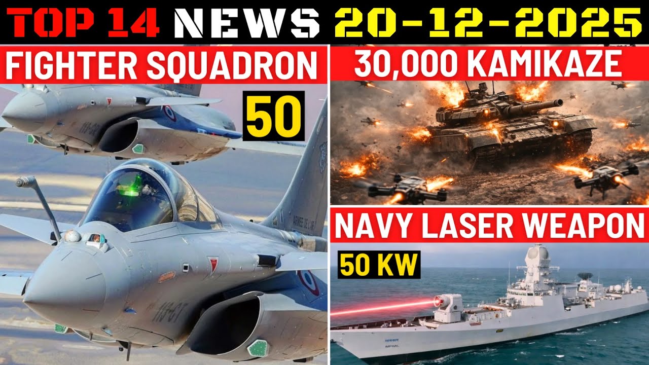Indian Defence Updates : 50 Fighter Squadrons,30000 Kamikaze Drones,Navy Laser Weapon,Rudram-2 2026
