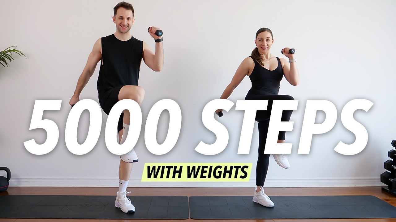 Walk & Tone - 5000 Steps Fat Burning Workout at home (No Repeat)
