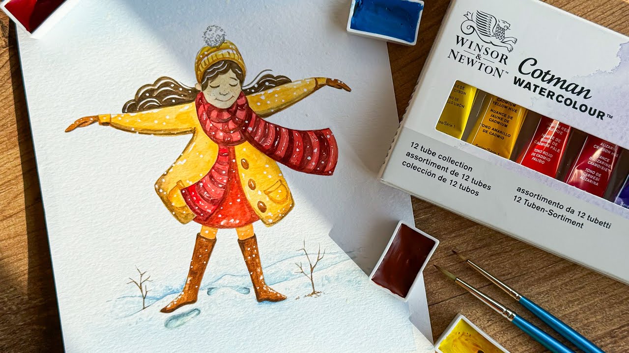 Watercolor Painting Tutorial | Winsor and Newton Watercolor Unboxing | Test and Review
