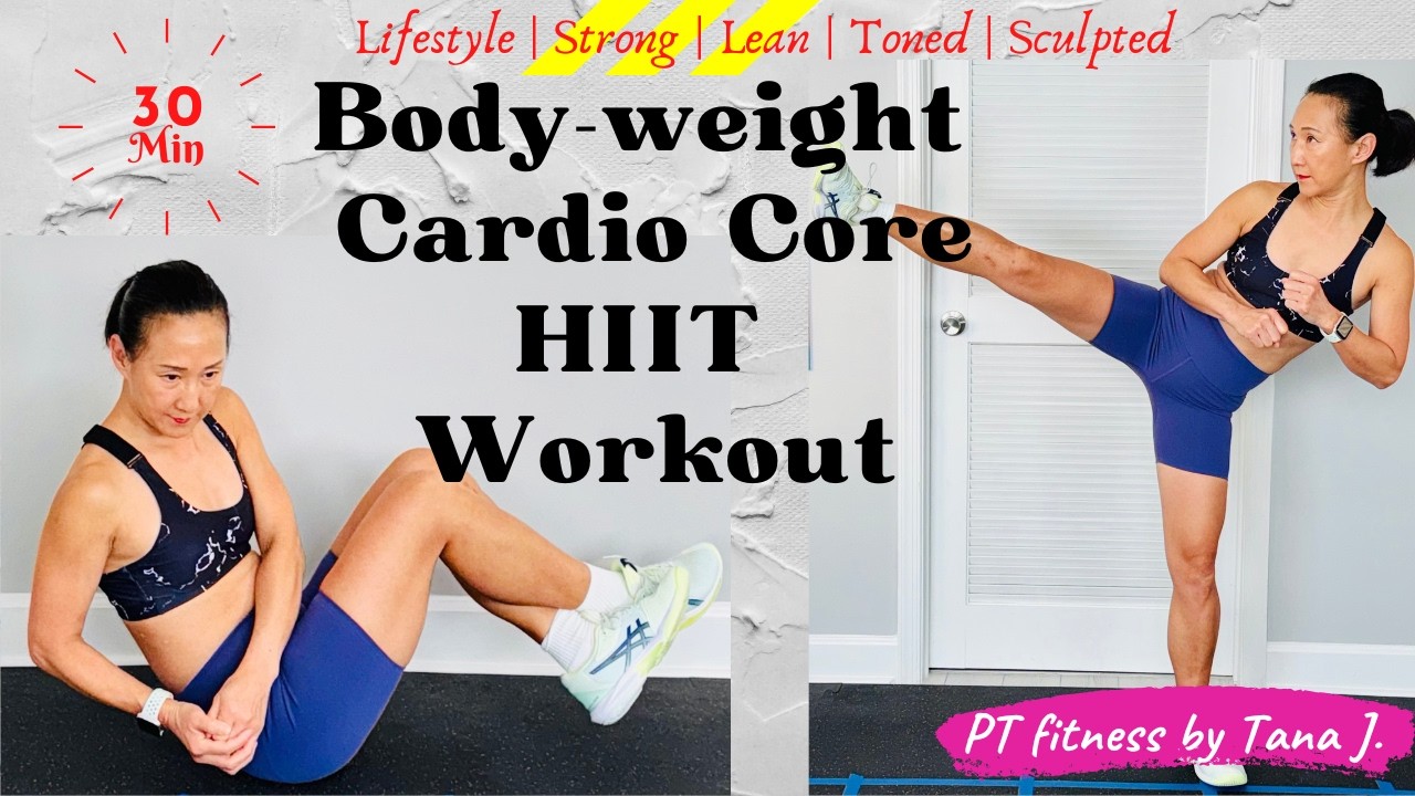 30 Min Intense Body-weight Cardio Core HIIT Workout at Home