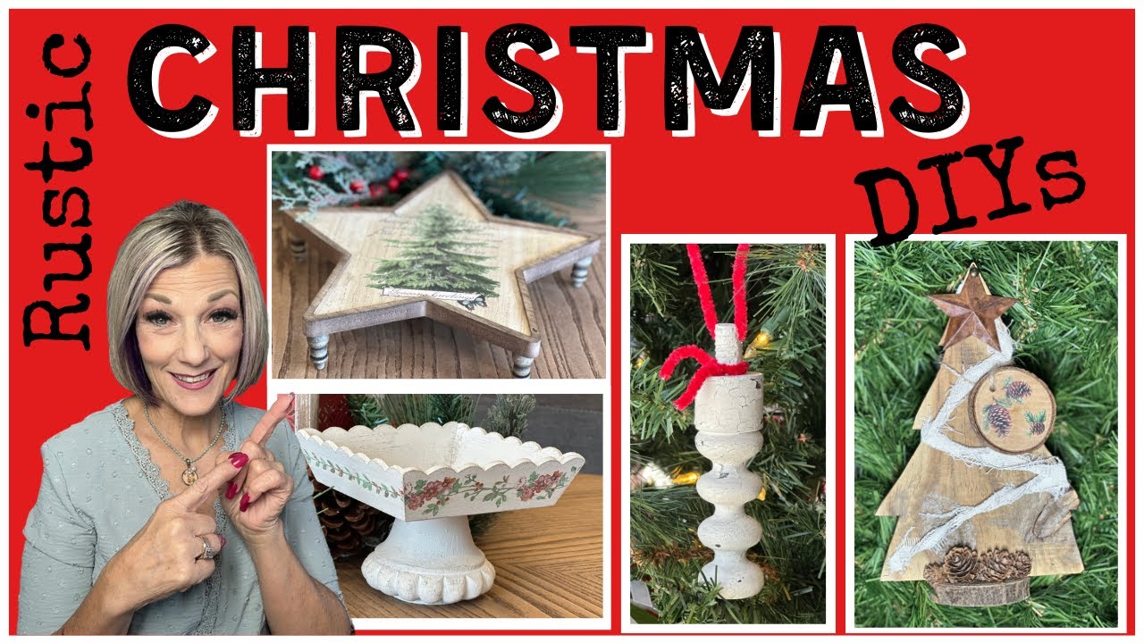 Rustic Christmas Wood Crafts/DIYs/5th Sunday Craft with friends/Dollar Tree/Scrap Wood/Spindles