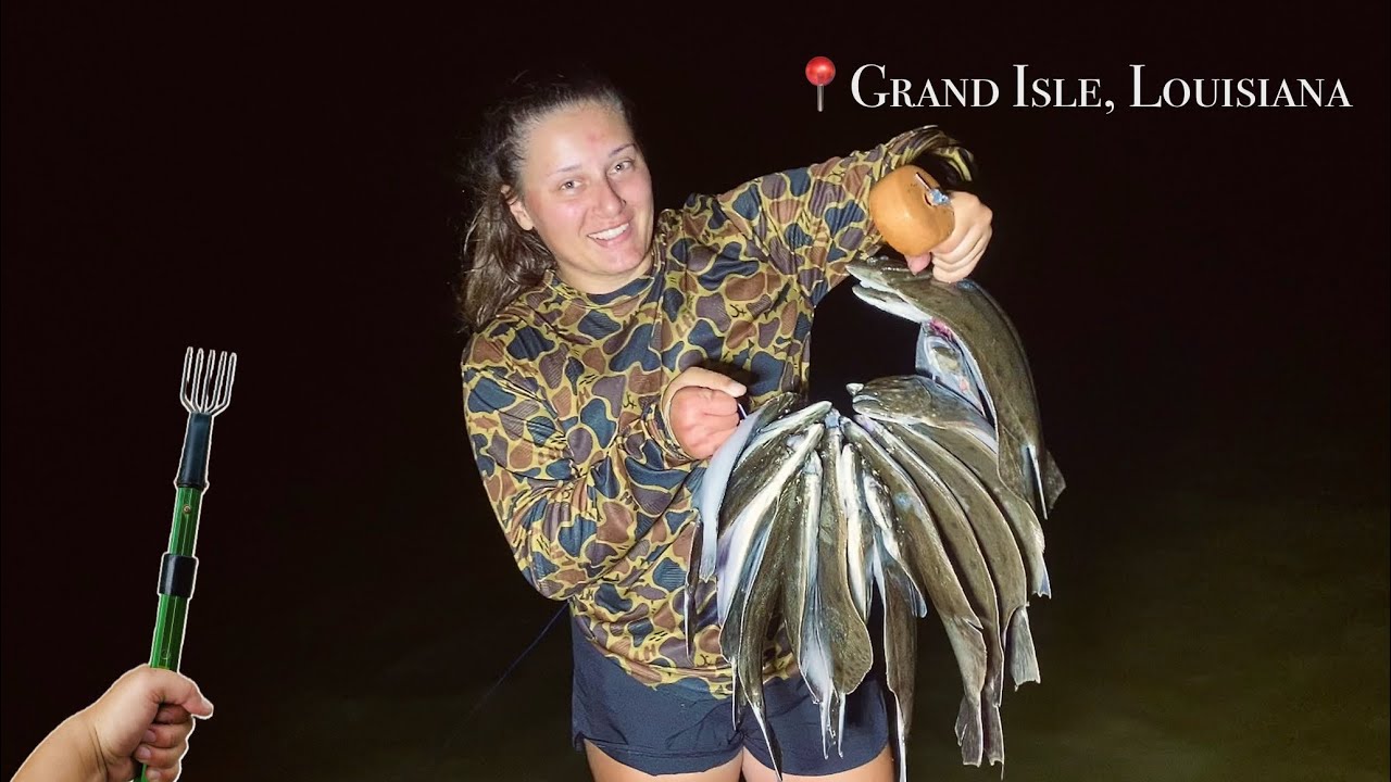 Flounder Gigging in Grand Isle, Louisiana (Catch & Cook)