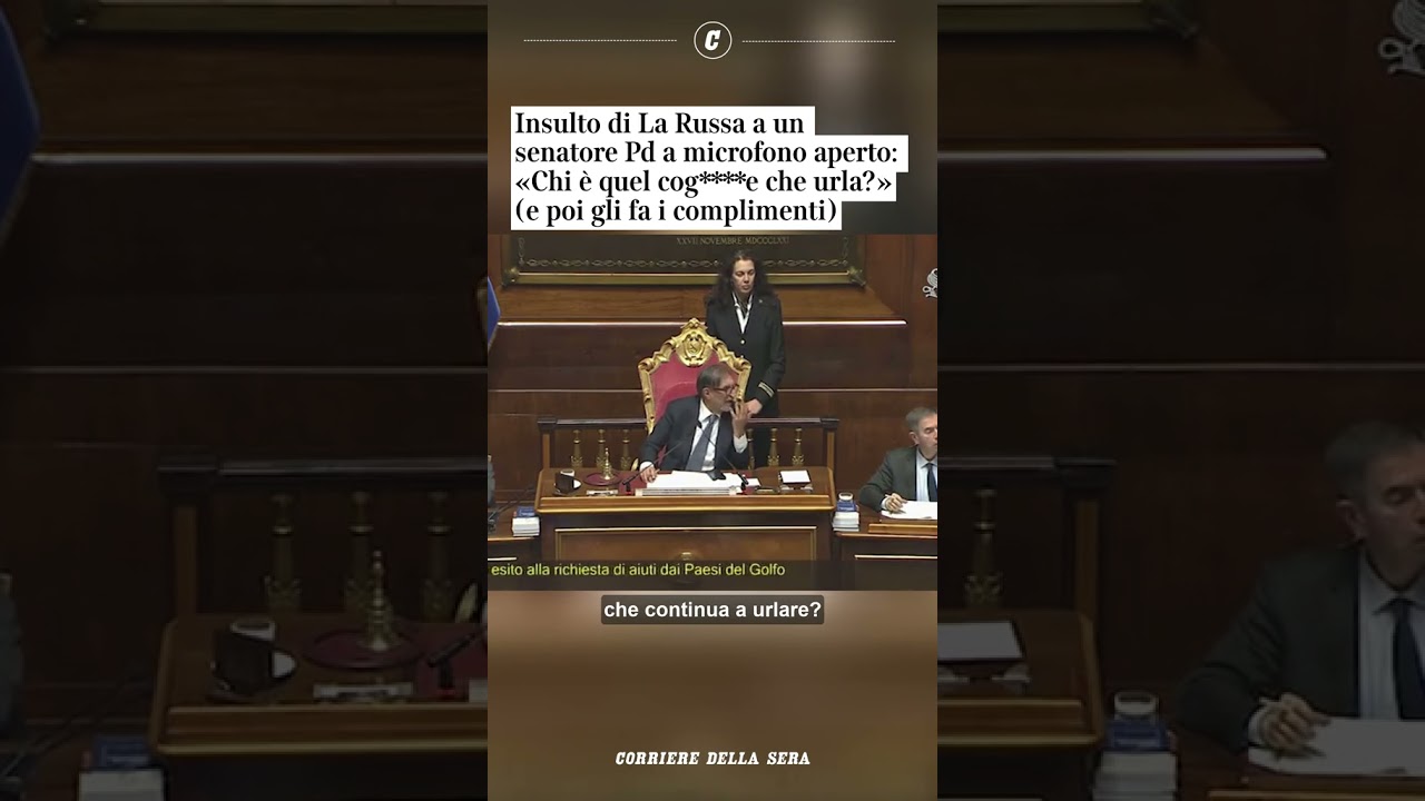 Insulto di La Russa a un senatore PD a microfono aperto: «Chi è quel cog****e che urla?» #shorts
