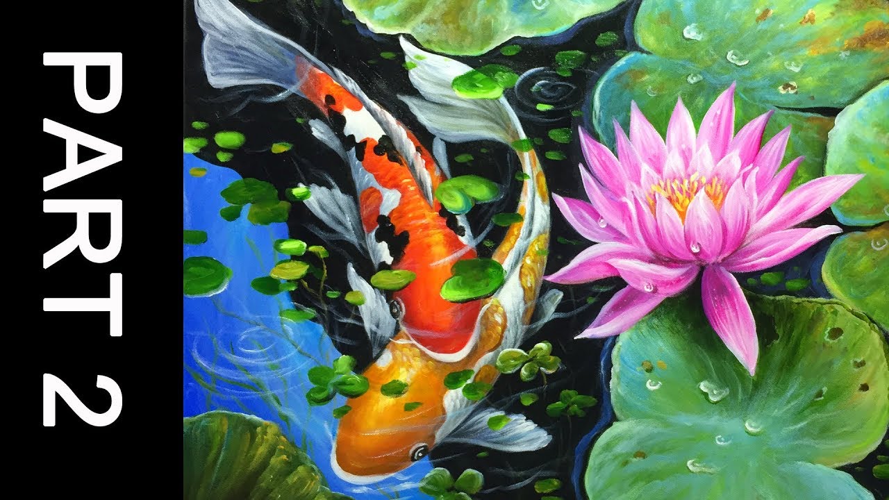 Paint koi fish with Acrylic on canvas - PART 2