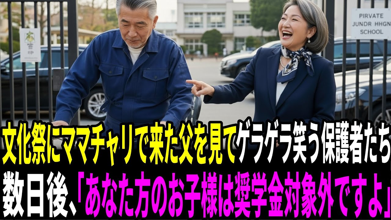 文化祭にママチャリで来た父を見てゲラゲラ笑う保護者たち。父｢あなた方のお子様は対象外ですよ｣保護者｢冗談よね…？｣