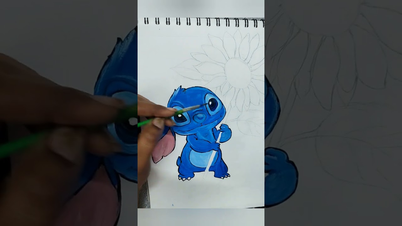 Acrylic painting❤✨ Stitch from Lilo and Stitch #longvideo #acrylicpainting  