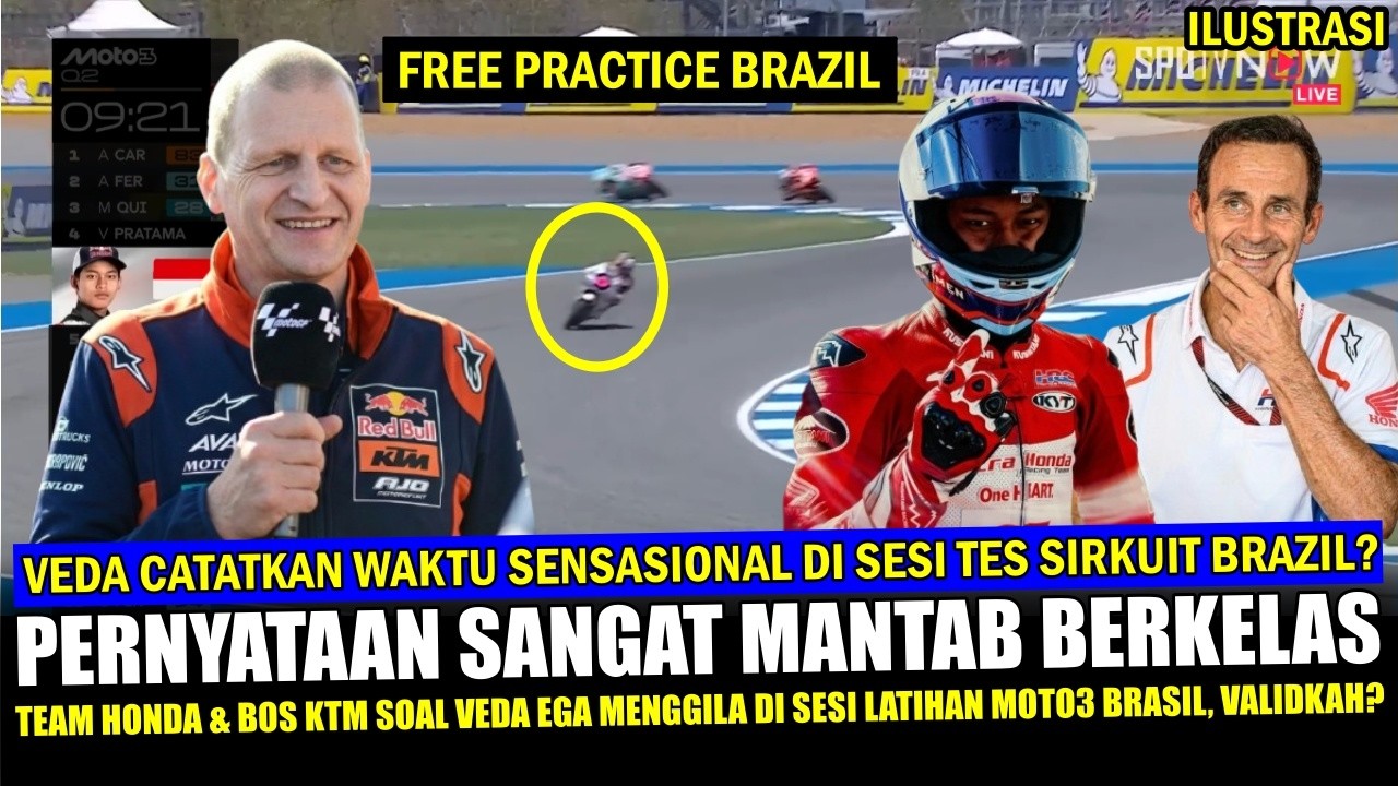 🔴SUPER SENSASIONAL‼️ KTM TAKJUB Veda Ega Tampil Gacor di Sesi Tes MOTO3 Seri Brasil - ILUSTRASI SAJA