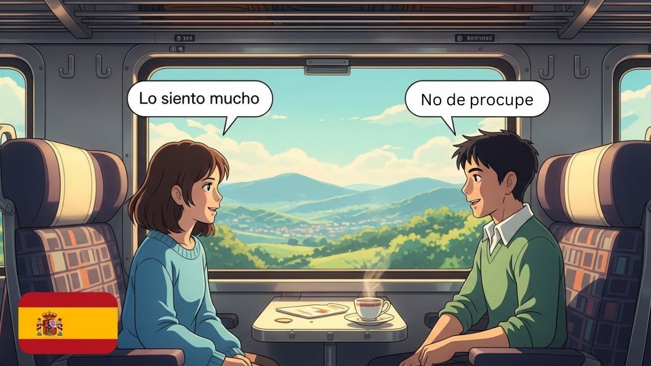 20 Minutes of Daily Spanish Conversation Practice | 10 Short conversations on the train (A1-A2)