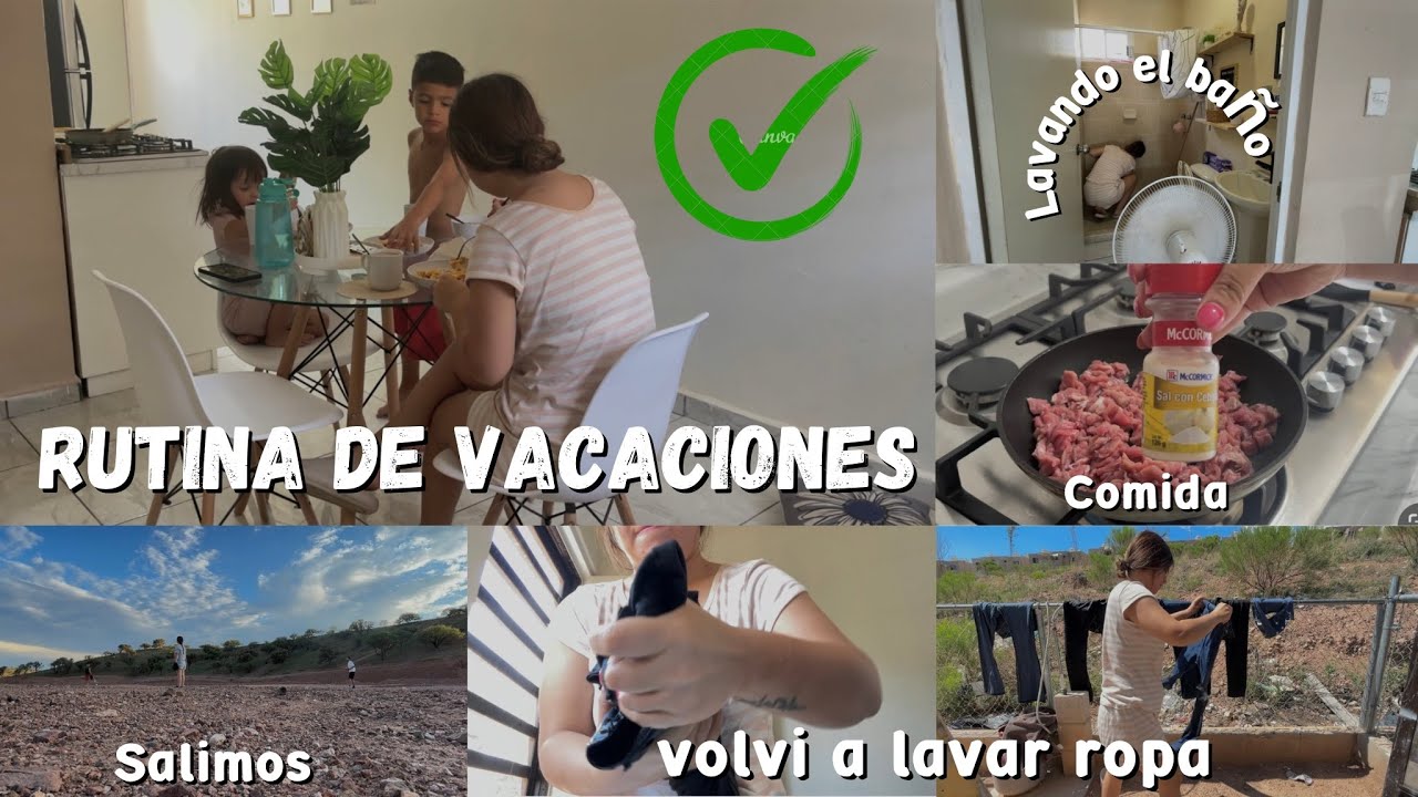 NUESTRA RUTINA EN VACACIONES ✅ Lavando el baño | Exprimiendo ropa a mano | comida 🥘 | Cozycub