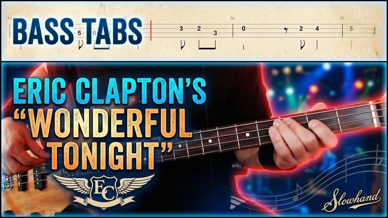 Wonderful Tonight by Eric Clapton - Bass Cover with Tabs Play-Along
